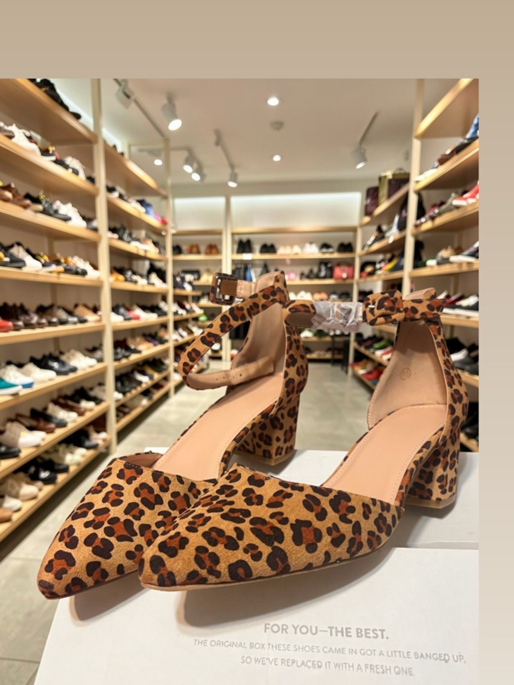 Leopard Print Ankle-Strap Block Heels - Women brand new never worn